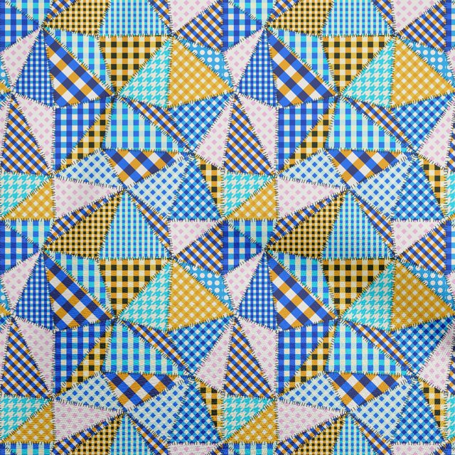 oneOone Cotton Poplin Twill Medium Blue Fabric Check Patchwork Sewing Craft Projects Fabric Prints By Yard 56 Inch Wide