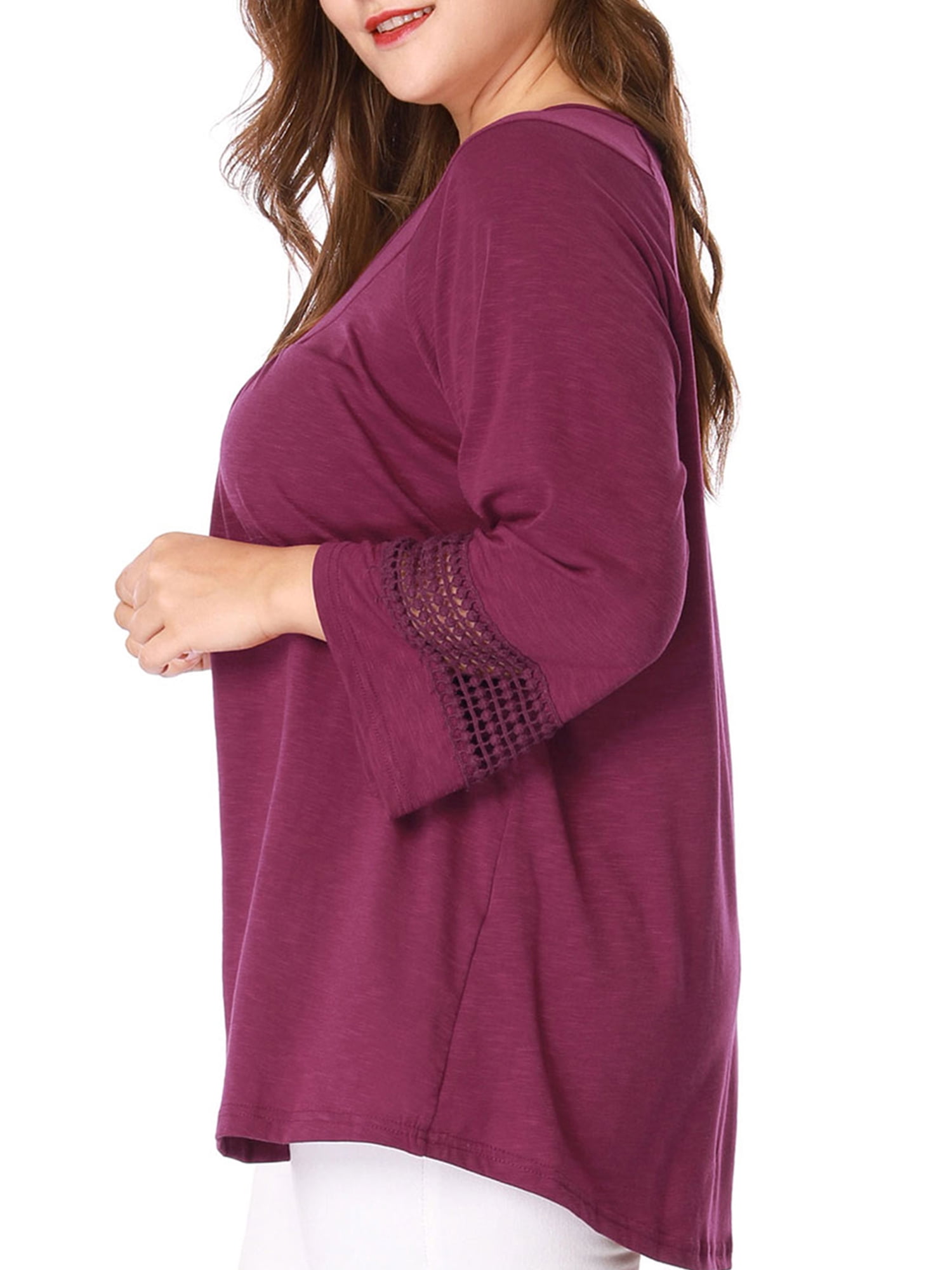 DARING DIVA Women's Plus Size Winter Kimono Long Sleeve Casual Top 4X Purple