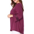 thumbnail image 4 of Unique Bargains Juniors' Plus Size Crochet Panel Kimono Raglan Sleeves Ruched Front Top Purple 4X, 4 of 7