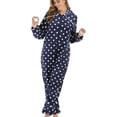 thumbnail image 2 of hotojiny Adult Onesie Pajamas for Women Fleece Hooded Zip up One Piece Pjs Jumpsuit Fuzzy Sherpa Housecoat Winter Cute Sleepwear, 2 of 7