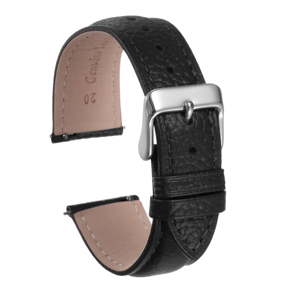 Uxcell Genuine Leather Watch Bands 20mm Flat Quick Replacement Leather Watch Strap Elegant Women Men Watch Straps Black