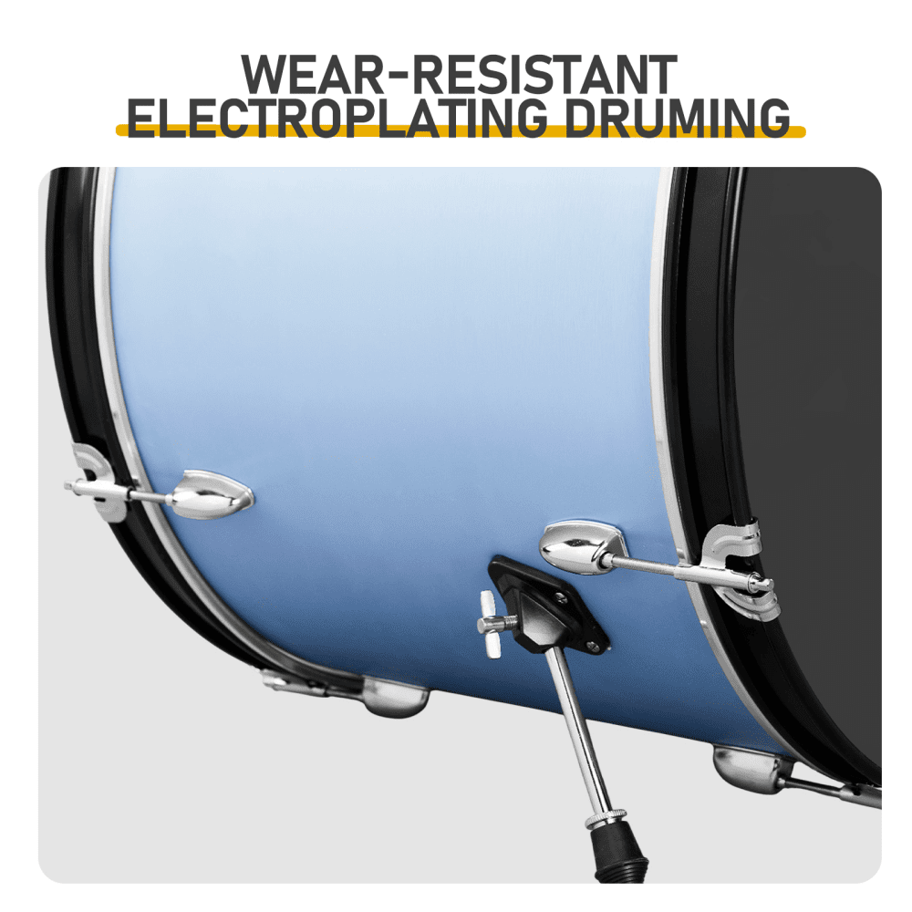 Tcbosik Drum Set for Adults, 5-Piece Beginner Drum Kit with Bass Drum, Snare Drum, Floor Tom, Ride Cymbal, Hi-hat Cymbals, Drum Pedal, Stool, Sticks and 2 Tom Drums, Blue