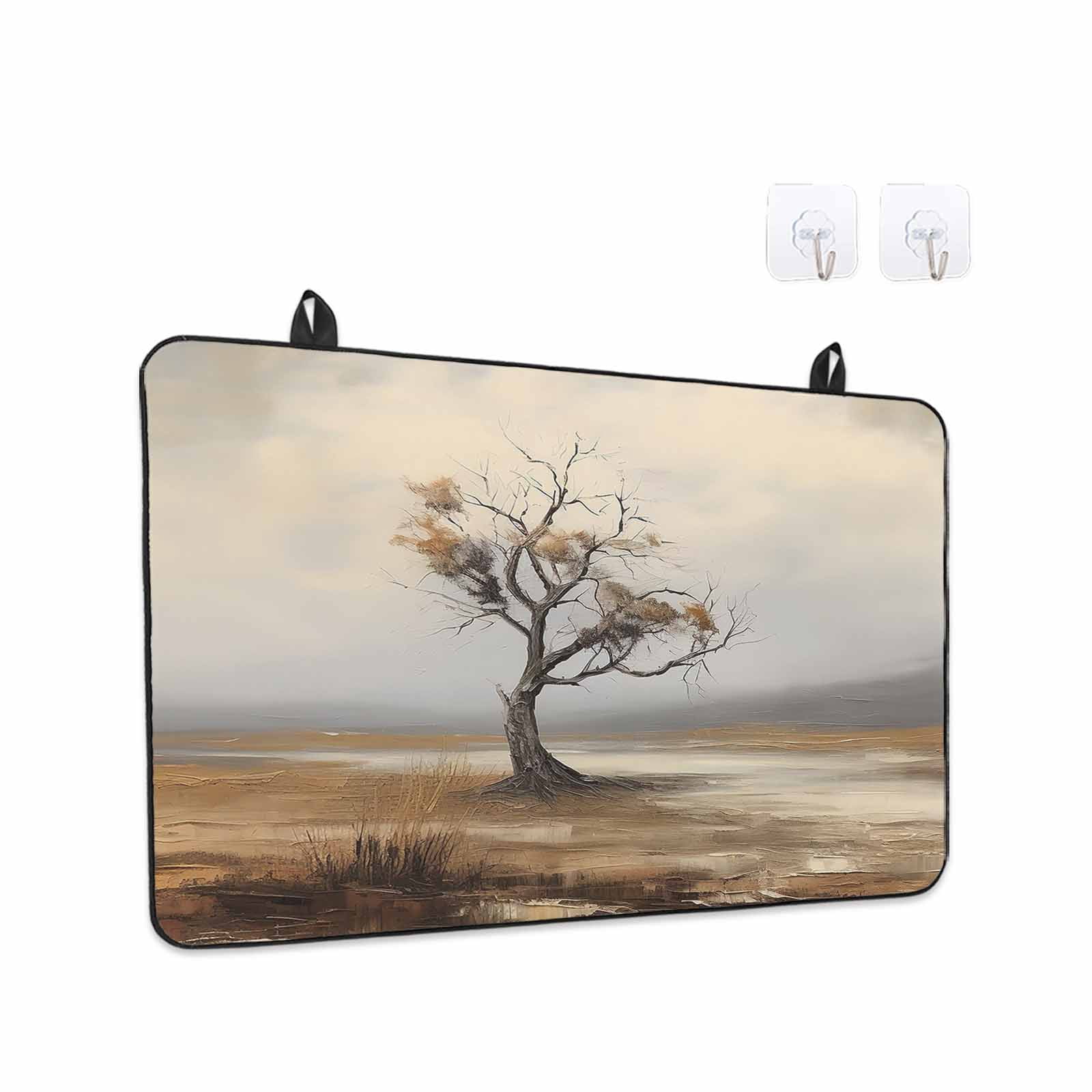 Tree Branches, Stove Top Cover for Electric Stove, Heat-proof & Non Slip Glass Top Stove Cover Protector, Wild Leaves Forest Abstract Painted Art Kitchen Flat Cooktop Rubber Mat 24x21 Inches