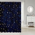 thumbnail image 2 of Manfei Cute Cartoon Stars Shower Curtain 72Wx72L,Celestial Themed Bathroom Curtain,Gold Navy, 2 of 5
