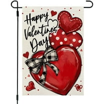 Valentines Day Hearts Garden Flag 12x18 Inch Double Sided for Outside Small Burlap Love Red Holiday Yard Decoration