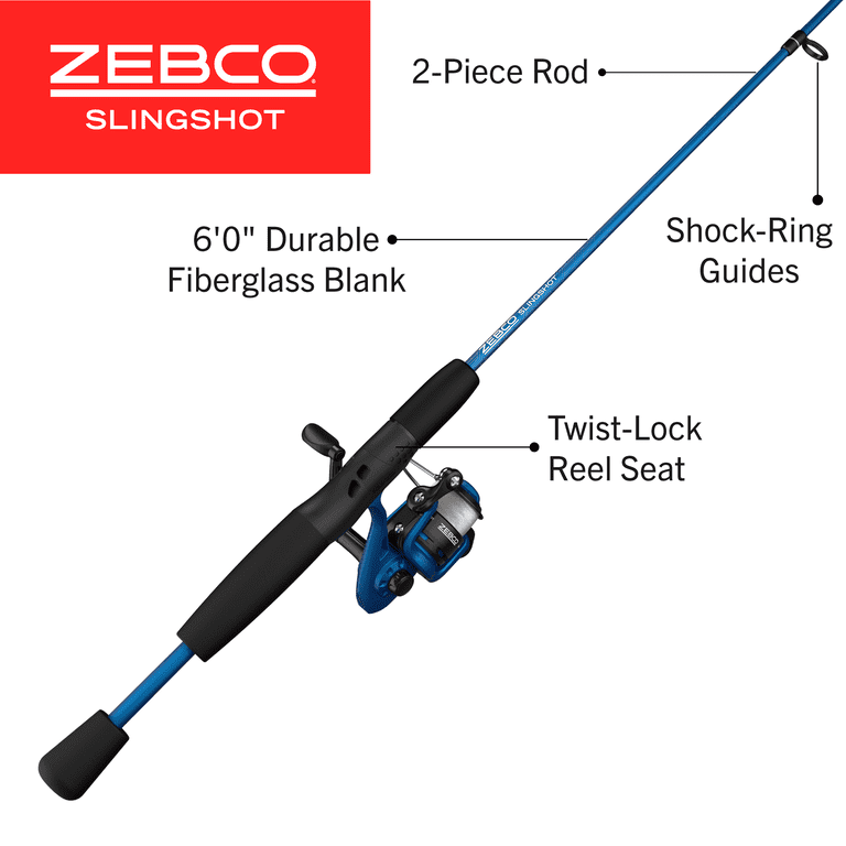 Zebco Slingshot Spinning Reel and Rod Combo, 6' Fiberglass Pole