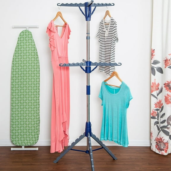 2-Tier Collapsible Tripod Drying Rack – Space-Saving Foldable Clothes & Laundry Rack, Portable Indoor/Outdoor Stand for Shirts, Towels & Garments