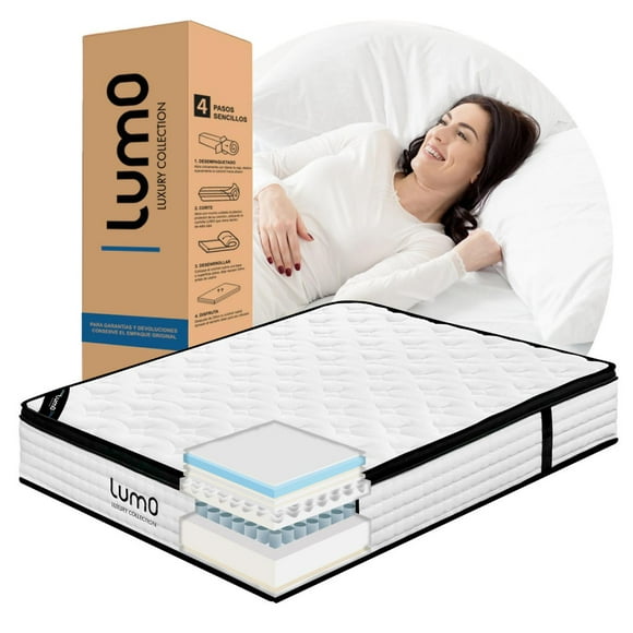 Colchon Matrimonial Deluxe 32cm EuroTop Memory Foam Hibrido