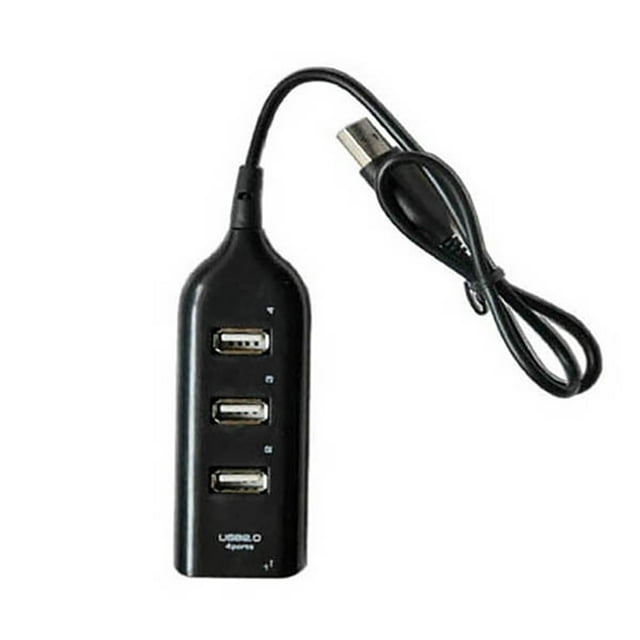 Flmtop 1PC Multiport USB2.0 Splitter 4-Port USB Hub High Speed USB Hub Splitter for PC Laptop Computer, (Black, 4 Ports)