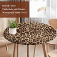thumbnail image 4 of Leopard Printed Round Tablecloth, Fitted Table Cover with Elastic for 55"-60" Round Tables, Modern Animals Textured Brown Table Cloth Outdoor Indoor Dinning Party Waterproof Tablecloths, 4 of 7
