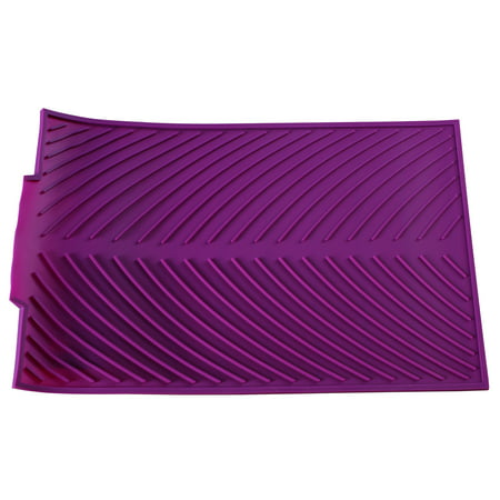 Purple Countertop Silicone Dish Stemware Drying Mat with Edge