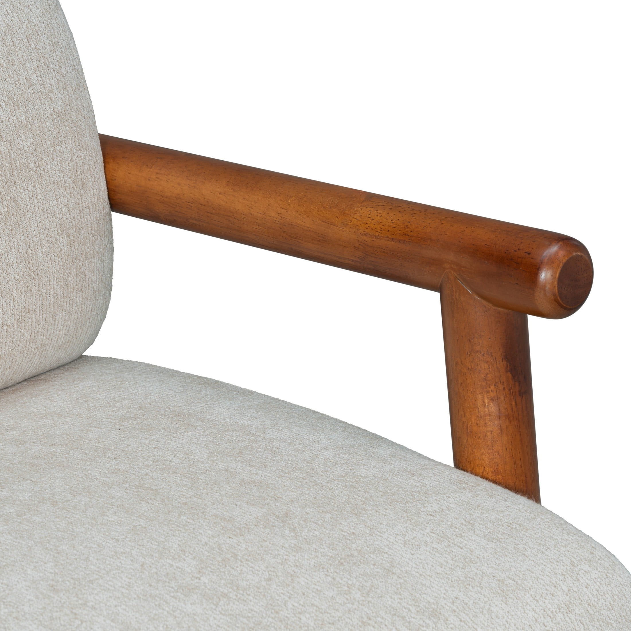 Christopher Knight Home Modern Accent Lounge Chair, Chenille Upholstery with Solid Wood Arms, Almond, Set of 2