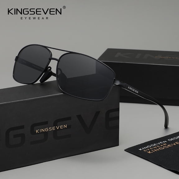 KINGSEVEN Rectangle Alloy Frame UV400 Sunglasses For Men Women Casual Polarized Eyewear
