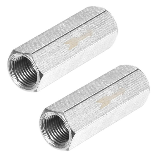 Uxcell 2-Pack Válvula de Retención de Aire, Válvula de Aire Unidireccional de Cobre Niquelado de 1/8" para Conexión de Gas/Aceite/Agua