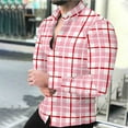 thumbnail image 2 of BiZtdJrK Plaid Button Down Dress Shirt for Men Long Sleeve Checkered Shirts Casual Lapel Plaid Work Tops Christmas Gifts, Pink, S, 2 of 9