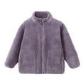 thumbnail image 3 of EnJoCho Girls Winter Jacket Full Zip Long Sleeve Solid Fuzzy Soft Coat Thick Warm Outerwear Pockets Kids Coats Outerwear Jacket Parka 4-14 Years, 3 of 4