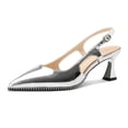 thumbnail image 1 of Zapatos TNYNFBEB para mujer, tacón de gatito y punta puntiaguda, plateados, 6,5 cm, 1 of 5