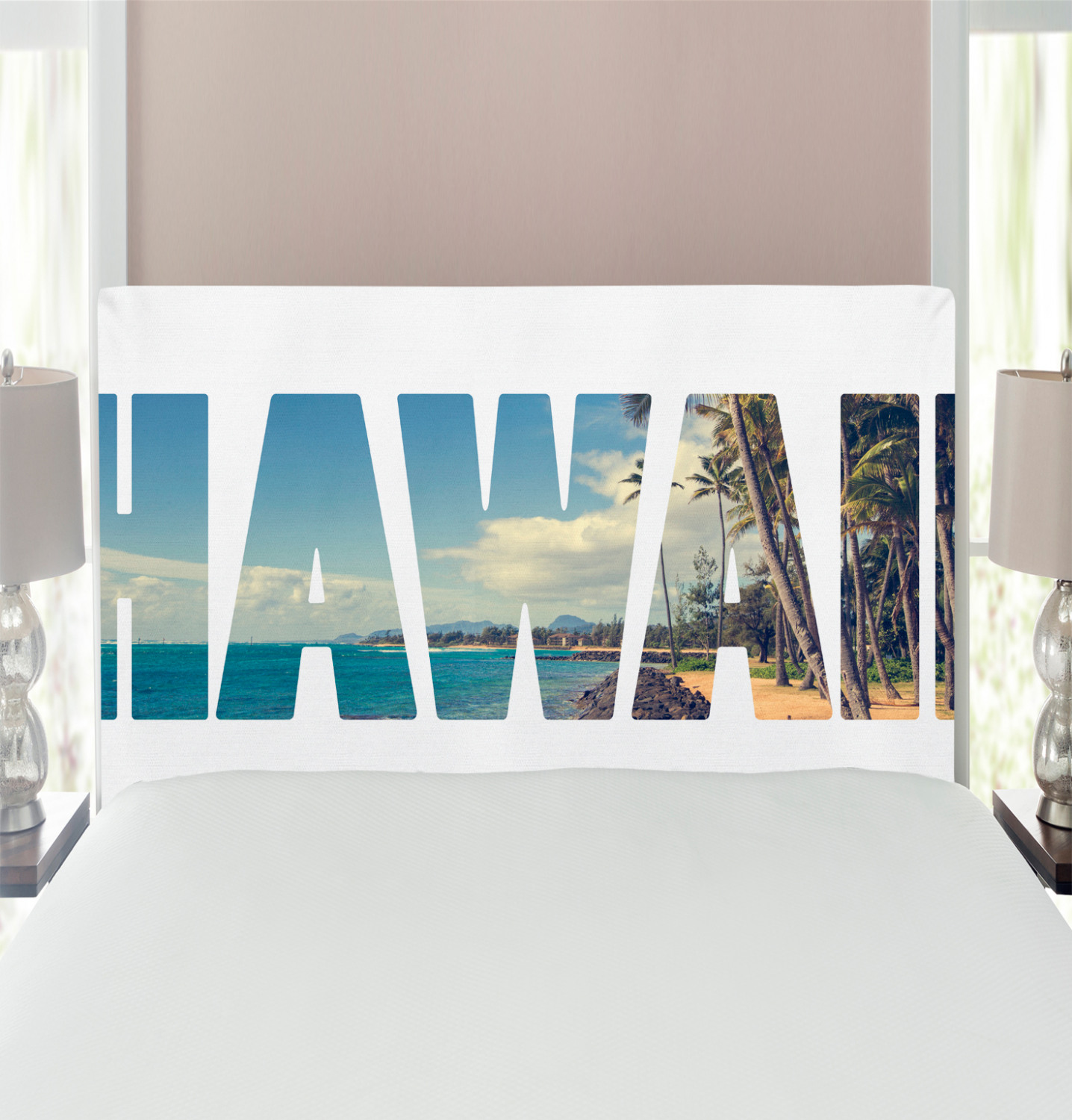 Hawaiian Headboard, Word Hawaii Tropical Island Photo Exotic Popular