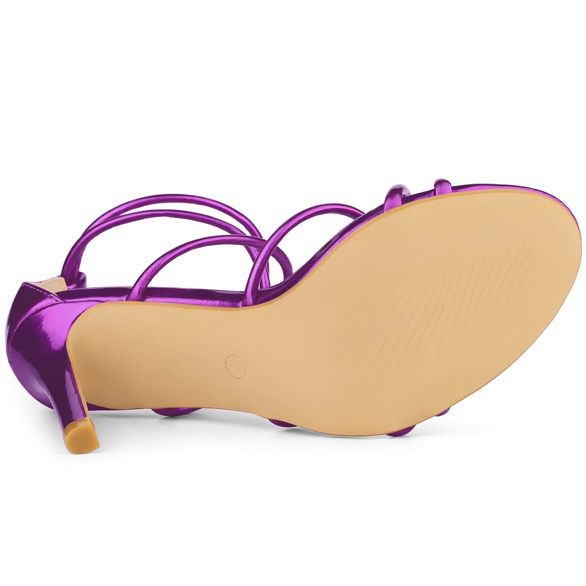 DARING DIVA Women's Open Toe Strappy Straps Stiletto Heel Sandals Purple 8.5