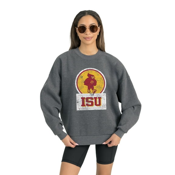 Women's Gameday Couture Iowa State Cyclones Charcoal Oversized Drop Shoulder Fleece Drop Pullover Sweatshirt