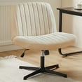 thumbnail image 3 of Chaise Croisée avec Roulettes Jambes Bureau Sans Accoudoirs Siège de Bureau Grand avec Base à Double Usage Réglable Pivotante Tissu Tâche Coiffeuse Maison Chambre Rose, 3 of 3