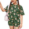 thumbnail image 3 of Girls' Clothing Sets Summer Outfits Size 7-8 Cute Funny Cartoon Animal Print Two Piece Outfits Lounge Set Casual Short Sleeve Tee Top and High Waist Shorts Clothing Sets Dark Green 2-3 Years, 3 of 8