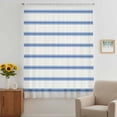 thumbnail image 3 of Navy Blue Striped Sheer Curtains 96 Inches Long, Rustic Blue Stripe Modern Art Beige Light Filering Curtains, Privacy Drapes Simi Floor to Veiling Curtain for Living Room Bedroom Window Treatment, 3 of 9