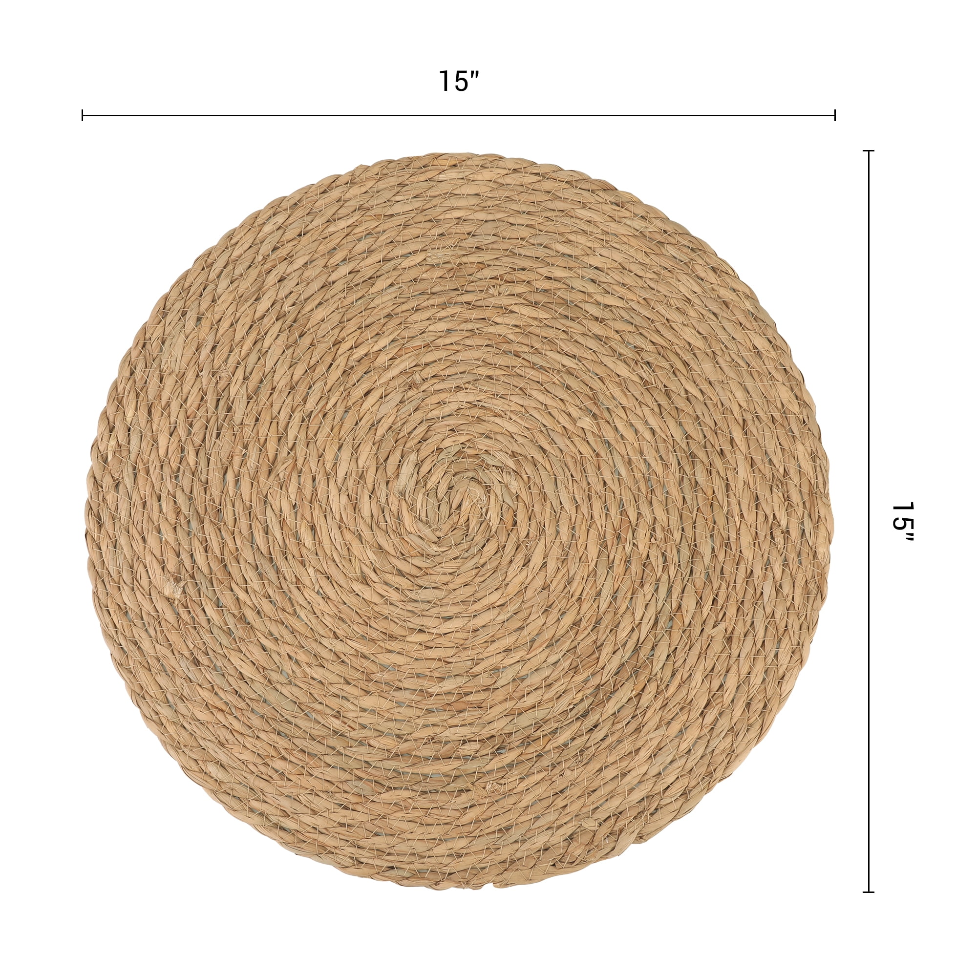 Unique Bargains Set of 6 Farmhouse Straw Woven Placemats Brown 15inch