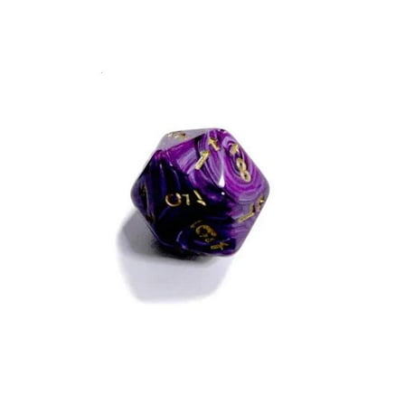 Purple Vortex Countup and Down Die with Gold Numbers D20 25mm (1in) Pack of 1 Chessex