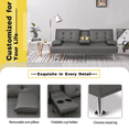 thumbnail image 3 of Lacoo Modern Faux Leather Convertible Futon with Cup Holders & Pillows, 65" Black, 3 of 6