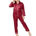 thumbnail image 2 of Cethrio Girls Pajama Sets, Spring Fall Collared Comfy Long Sleeve Girls' Sleepwear Red Size 4-13T, 2 of 9