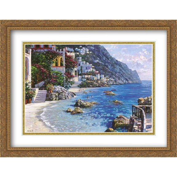 Capri del Mar 2x Matted 36x28 Large Gold Ornate Framed Art Print by Howard Behrens