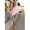 thumbnail image 6 of JWD Women's Casual V-neck Shirt Office Long Sleeve Bubble Cuff Four Seasons Top Pink XX-Large, 6 of 6