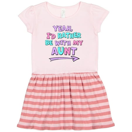 

Inktastic Yeah I d Rather Be with My Aunt in Pink Blue and Purple Gift Toddler Girl Dress