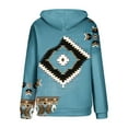 thumbnail image 4 of Womens Long Sleeve Tops Western Aztec Hoodie Ethnic Print Hoodie Pullover Cowgirl Rhombus Printed Hooded Sweatshirt Tops Womens Clothing Cheap, 4 of 5