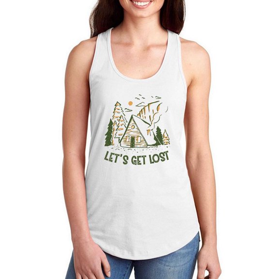 Let's Get Lost Wood Cabin Racerback Tank Women -Smartprints Designs, Female Large