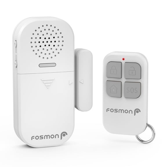Fosmon 1x Wireless Contact Sensor Door Alarm For Home Security, Elderly, Kids, With 1x Battery Operated Remote Control, On/Off Window Doorbell Chime When Opened And Emergency Alerts SOS Button