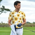 thumbnail image 2 of Kdxio Sunflowers Print Men's Short Sleeve Polo Shirt,Midweight Men's Shirt, 2 of 6