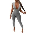 thumbnail image 5 of One opening Women's Jumpsuit Sleeveless V-neck Ribbed Solid Color Garment, 5 of 6