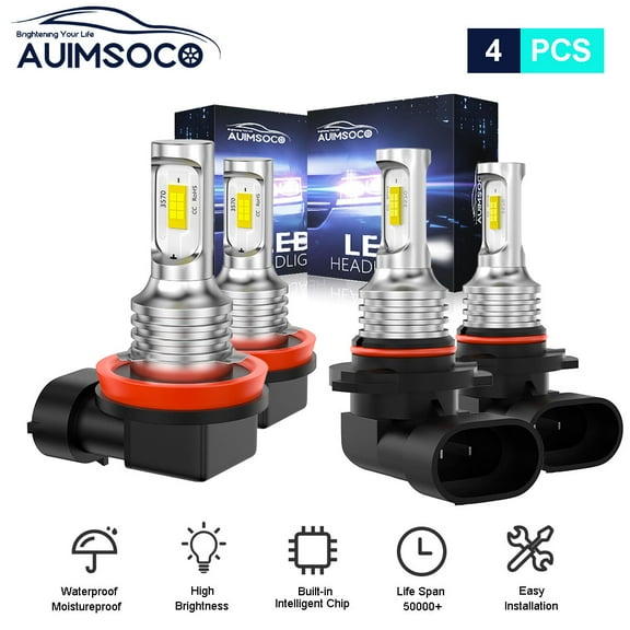 For Honda Odyssey 2011-2020 4Pcs 8000 Lumens White 6000k LED Headlights Bulbs, Hi-Lo Beam 9005 H11, Canbus No Error High Power Lamps, Plug-N-Play