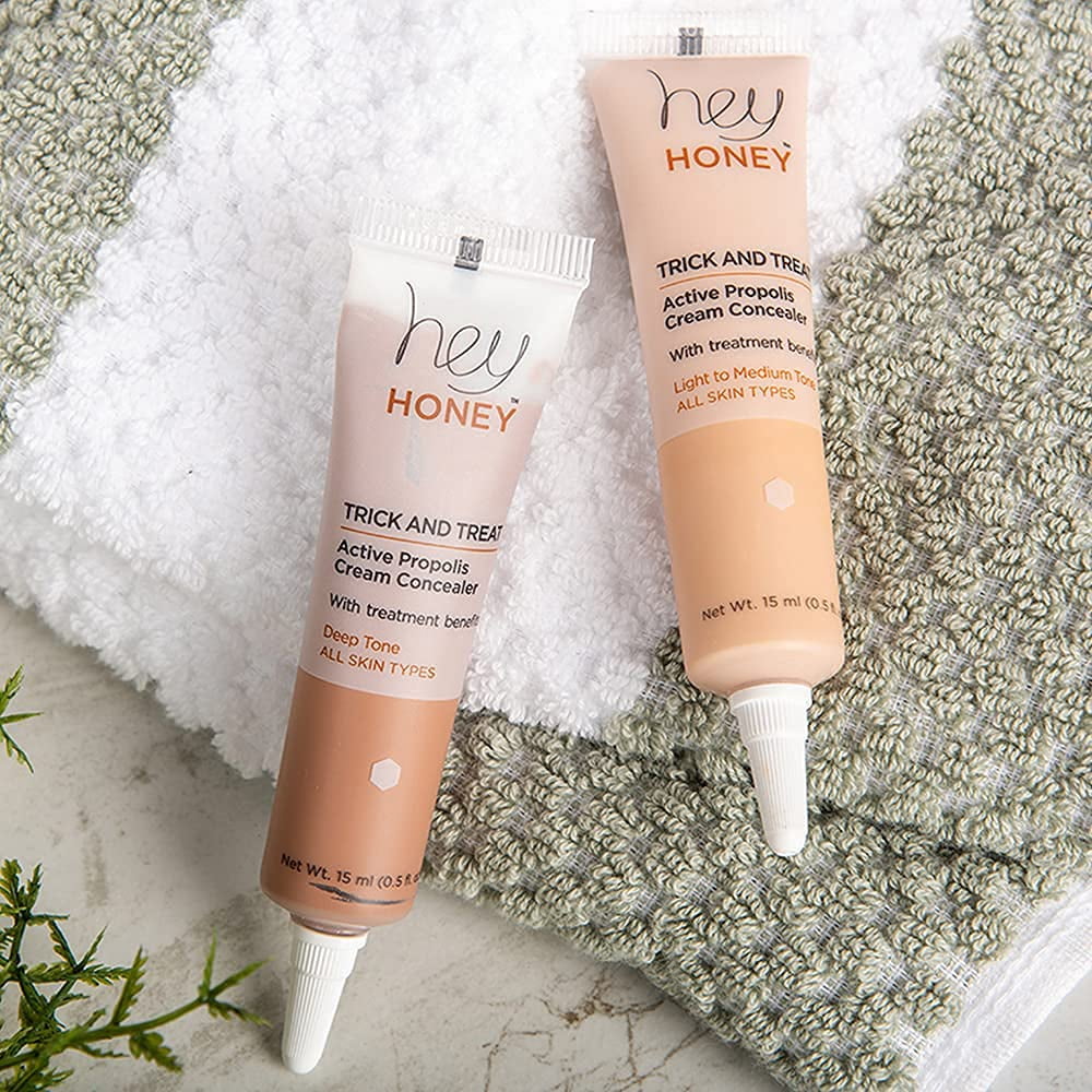 Hey Honey Trick and Treat Cream Concealer Makeup, Propolis, Treatment Benefits, Deep, 15 ml