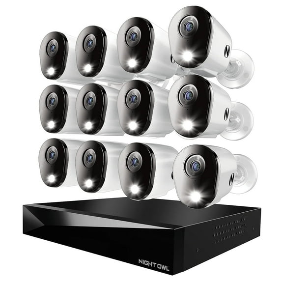 Night Owl 2-Way Audio 20 Channel DVR Security System with 2TB Hard Drive and 12 Wired 4K Deterrence Cameras