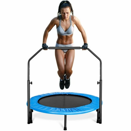 Gymax Mini Rebounder Trampoline With Adjustable Hand Rail Bouncing Workout