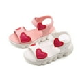 thumbnail image 7 of LNMQLPDBS Toddler Girl Sandals Cartoon Heart Decoration Open Toe Soft Sole Princess Sandals Easy to Put On Non Slip Beach Shoes Casual Girls Summer Shoes for Outdoor Athletic White 18-24 Months, 7 of 7