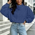 thumbnail image 4 of LUVDA Polka Dot Jacket for Women Long Sleeve Stand Collar Zip Up Casual for Winter, 4 of 8