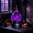 thumbnail image 6 of LED Witch Hat Water Globe Halloween Decor, Battery Operated Liquid Motion Glitter Tabletop Ornament with Purple Light, Spooky Glass Snow Globe for Home Party Mantel, Unique Holiday Seasonal Gift, 6 of 9