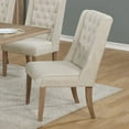 thumbnail image 2 of Rustic Natural Wood Dining Chair Upholstered with Beige Linen Fabric (Single), 2 of 2