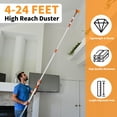 thumbnail image 3 of Ktaxon 4-24FT Extendable Telescopic Pole Duster with Silver, 4-Section Aluminum Shaft,Heavy Duty, Green, 3 of 6