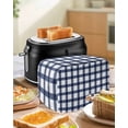 thumbnail image 5 of Navy Blue Plaid Check, Toaster Cover 2 Slice, Geometrical Abstract Lattice Dustproof Bread Machine Oven Cover with Storage Pockets, Fits Most Kitchen Toasters Protector, 5 of 5