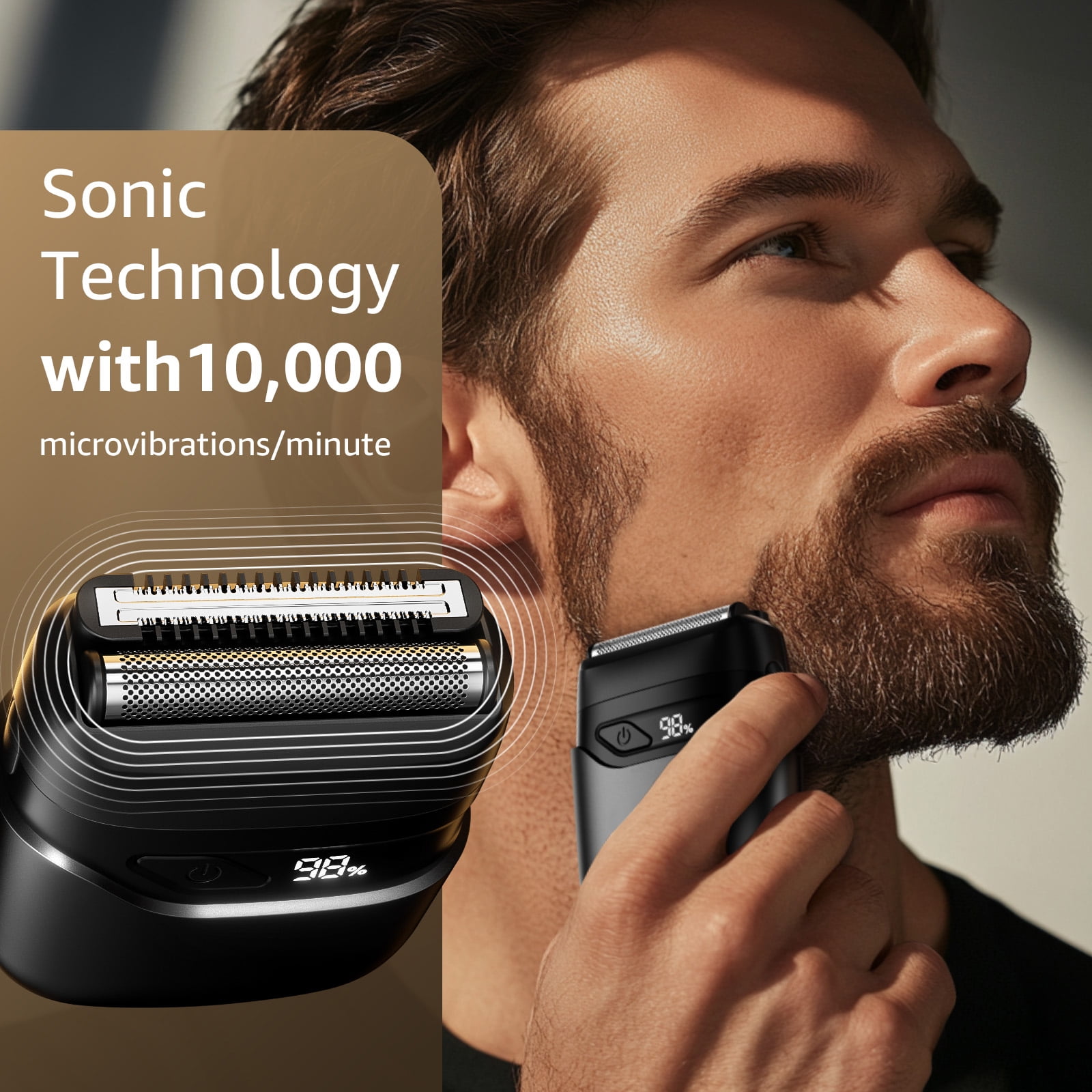Nogroa Electric Razor for Men, Portable Mini Foil Shaver with 2 Floating Blade IPX7 Waterproof LED Display USB-C Rechargeable Small Cordless Beard Trimmers for Home Travel, Black